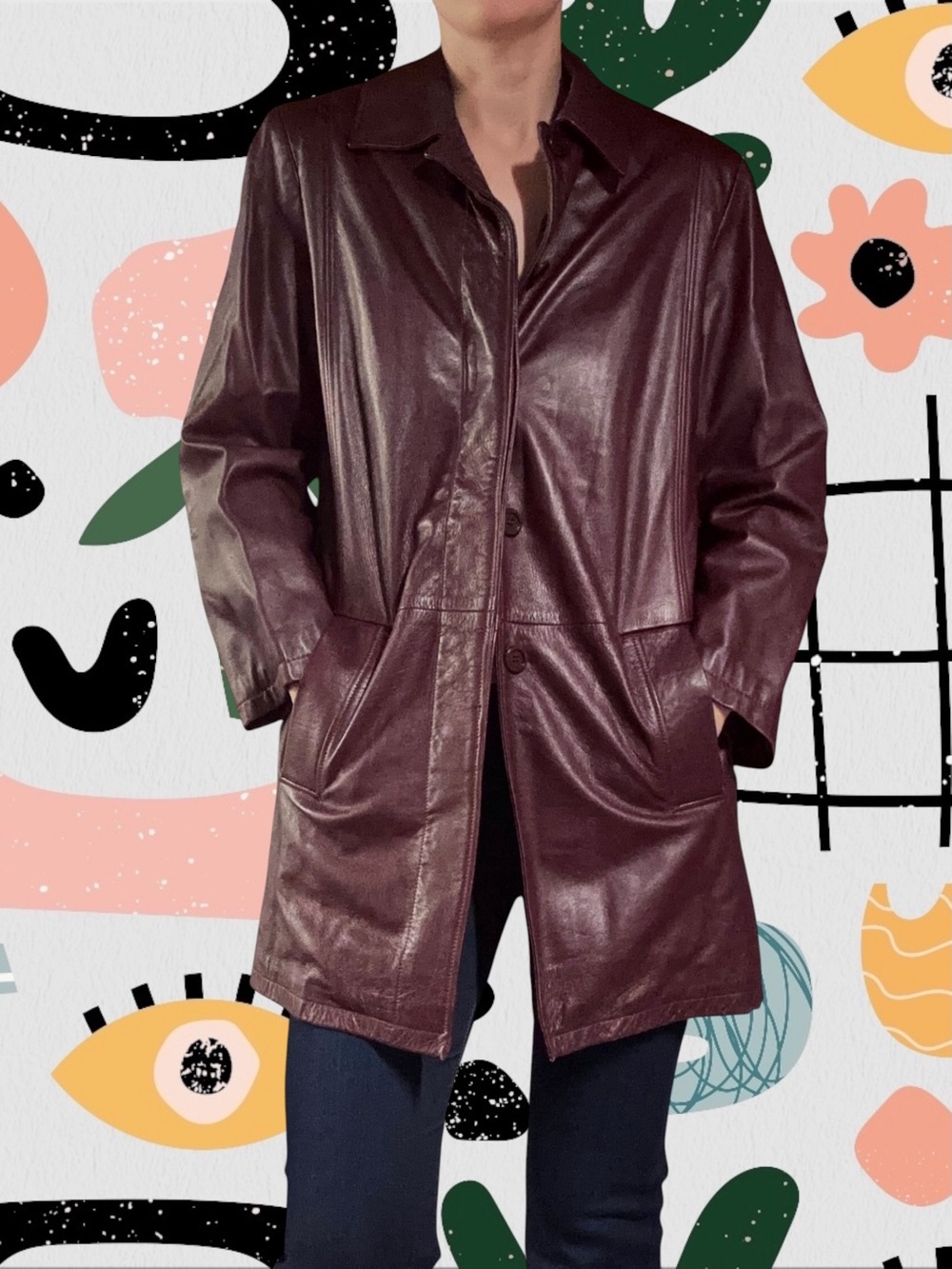 Lorenz Leather | Vintage Y2K Oversized Burgundy Oxblood Leather Jacket